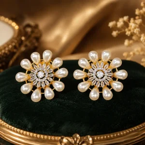 Elegant Pearl White Gold Tops