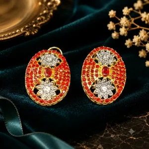 Red Bloom Gold Filigree Tops