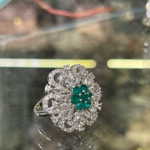 emerald blossom crystal statement ring