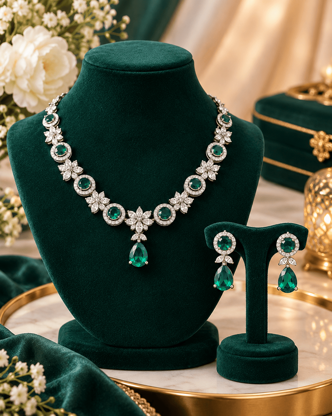 emerald green crystal bridal necklace set emerald green crystal bridal necklace set