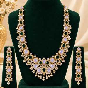 emerald green & lavender gold bridal jewelry