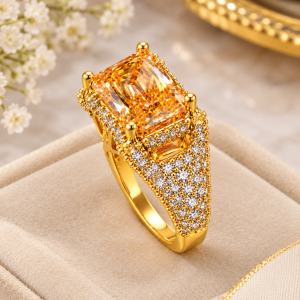 golden amber luxe pavé diamond ring