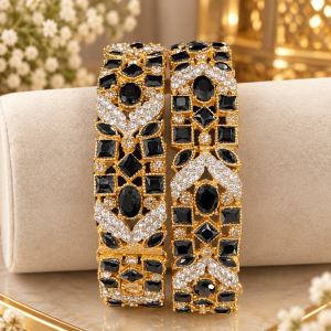 ornate gold and onyx bangles