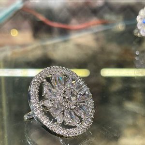 royal floral halo crystal ring