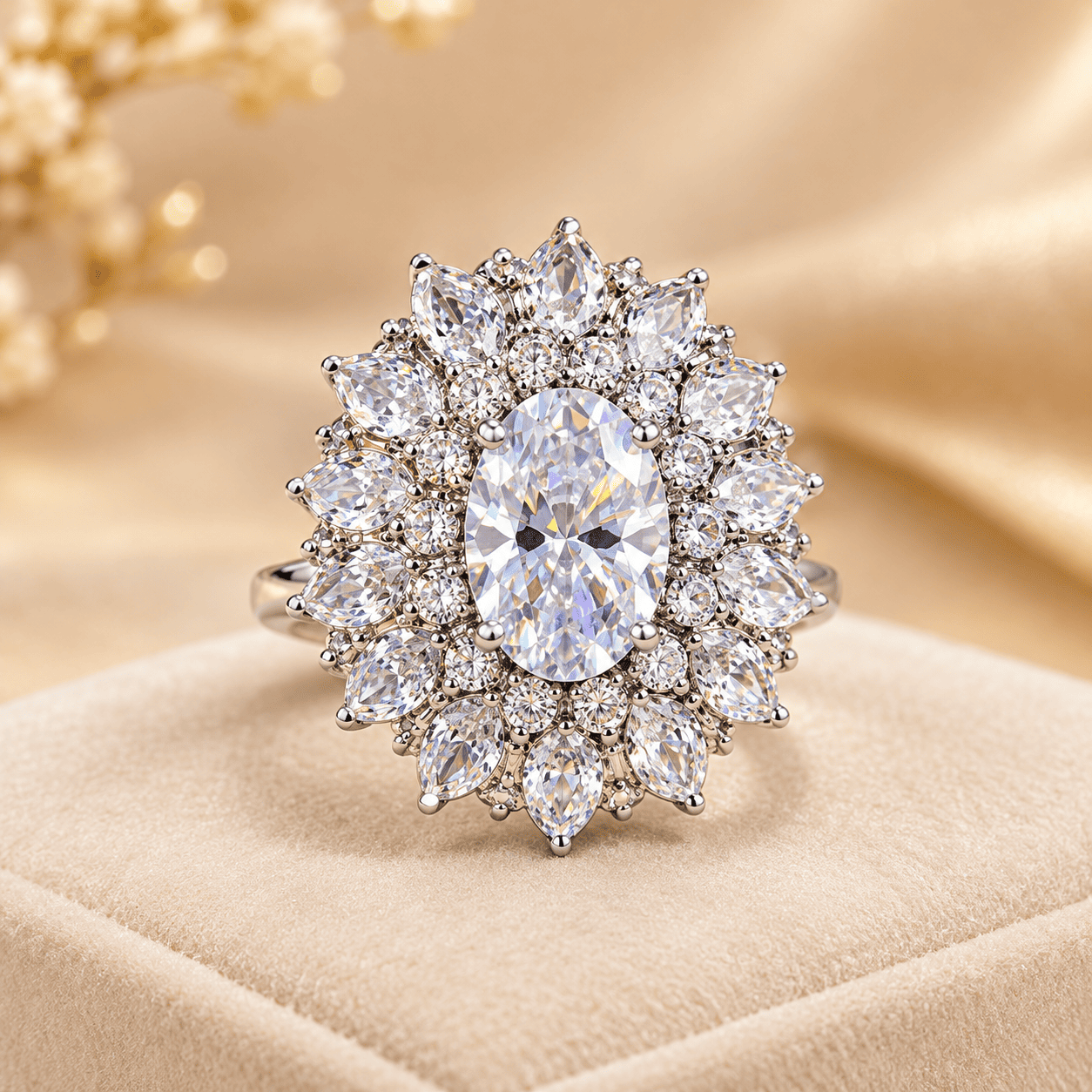 royal oval crystal halo statement ring royal oval crystal halo statement ring