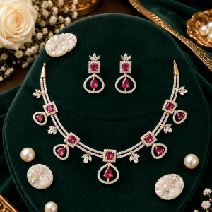 ruby royale – luxury gold & ruby bridal jewelry set