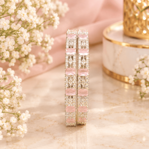 sparkling pink gemstone bangles