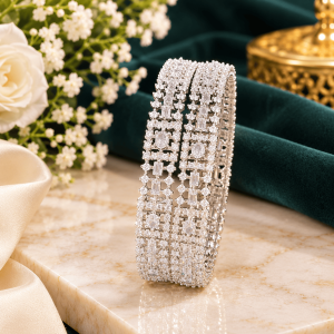 Home sparkling silver bracelet on marble